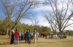 The wedding altar was beneath the pecan trees at the end of a path that's featured on the farm's webpage. Credit: Donita Pendered