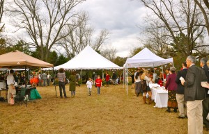Banquet tents were set up around a space that became the center of toasts and dancing. Credit: Donita Pendered