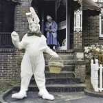 Photo of Walton's mom, Claude Walton (in doorway) during Easter.