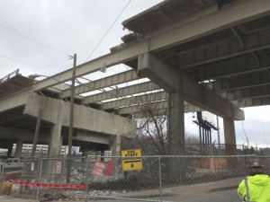 A segment of Martin Luther King Drive was demolished while the Atlanta City Council was considering the street grid around the Falcons stadium. This area is east of Northside Drive. File/Credit: David Pendered