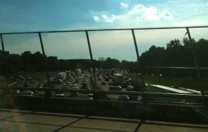 The reconstruction of the I-285/Ga. 400 interchange is intended to ease congestion and improve safety of both roads. This traffic congestion is eastbound on I-285, seen from Ga. 400. File/Credit: David Pendered