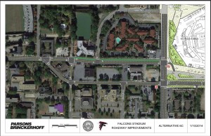 Current design shows how Martin Luther King Jr. Drive would continue on Mitchell Street rather than reconnecting with MLK at Northside Drive. (Click to enlarge)