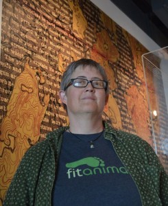 Ruth Stanford and "A Walk in the Valley." Ruth Stanford stands in front of her artwork, "A Walk in the Valley."