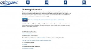 The website provides directions on how to purchase transit tickets that can be used on all four regional transit systems. Click on the image for a larger version. Credit: ATLtransit.org