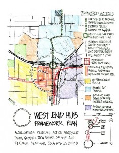 Georgia Tech students have proposed a framework for redeveloping the West End commercial district and its environs. File/Credit: Georgia Tech