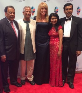 Andrew Young, Muhammad Yunus, Laura Turner Seydel, Shamima Amin and Mohammad Bhuiyan at the Gala Celebration