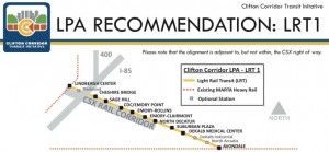 Rail service to the Clifton Road corridor would provide additional rail service in a densely developed region of metro Atlanta. Credit: MARTA