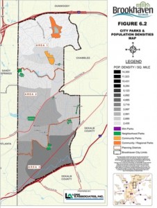 Brookhaven parks and population densities