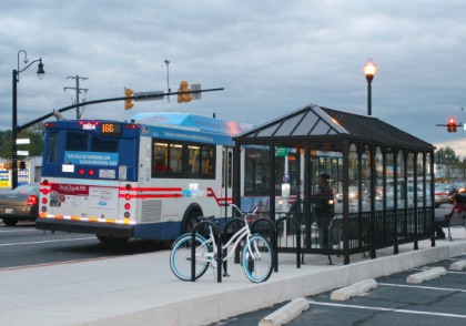bus and bicycles
