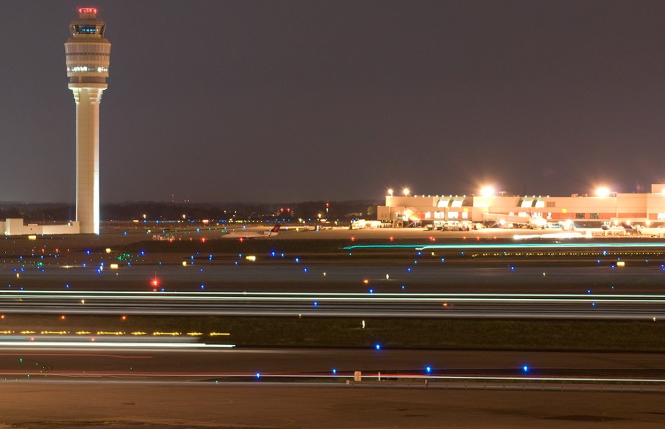 Atlanta airport, at night