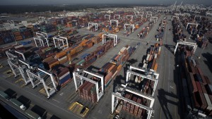 The Savannah port managed its busiest month in history in Ocdtober, when this photo was taken, until even more containers were handled in March. Credit: GPA