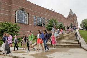 National History Day competitors and families leaving the state contest on April 25 at the Mercer University Center