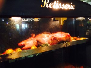 KSU, rotisserie, pig
