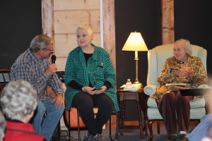 Helen Lewis, right, with Brenda Bynum and Dr. Don Saliers of Emory's Candler School of Theology. Bynum created and performed a tribute to her.