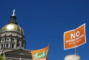Last week, Governor Nathan Deal pronounced Georgia “a welcoming state” before vetoing House Bill 757, which had been solidly opposed by corporations both inside and outside the state. Photo Credit: Standup Georgia