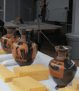 2,500 Greek vases on loan from the Hearst Castle Collection, San Simeon, CA. Photo courtesy of the Millennium Gate Museum