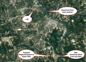 New Savannah Bluff Lock and Dam, map