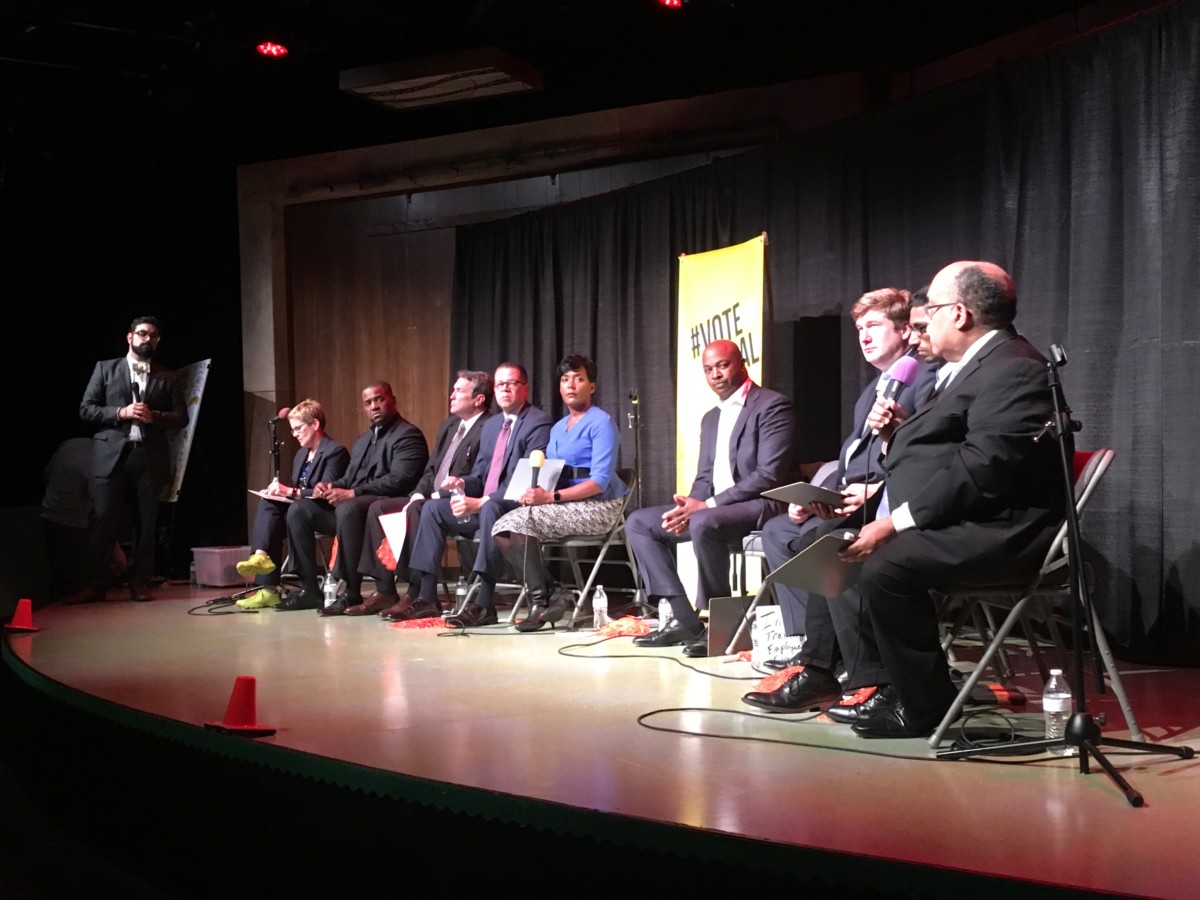 Atlanta mayoral candidates at a Center for Civic Innovation forum Monday night, just eight days ahead of election day. Credit: Maggie Lee