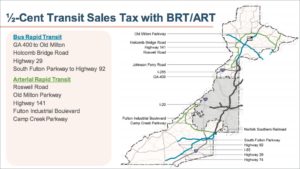 A slide from a Fulton County presentation shows the transit plan approved by commissioners and mayors.