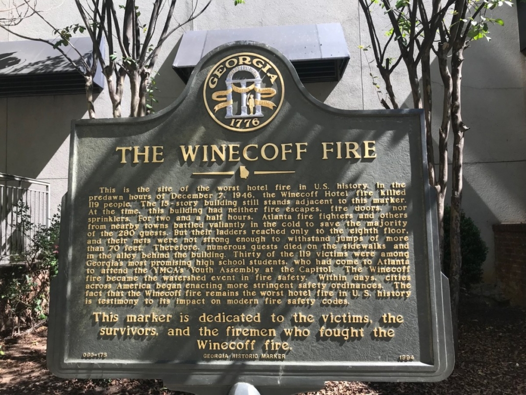 Winecoff hotel historic marker