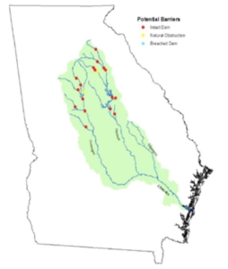 Oconee dam, locator map