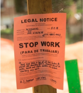 tree ordinance, stop work