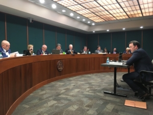 State Sen. Burt Jones testifies to the state Senate Transportation Committee on Feb. 26. Credit: Maggie Lee