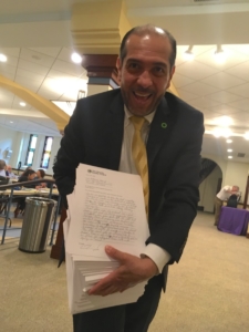 Jairo Garcia, Atlanta co-chair of The Climate Reality Project and something like 1,400 petitions for clean, affordable energy. Credit: Maggie Lee