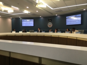 Atlanta City Council members and guests talked participatory budgeting on April 30. Attendance at the public meeting — on a weekday morning — was normal. Maybe two dozen folks, many of whom were city staff. Credit: Maggie Lee