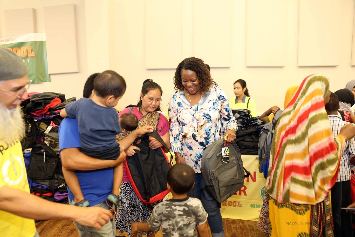 ICNA, backpacks distributed