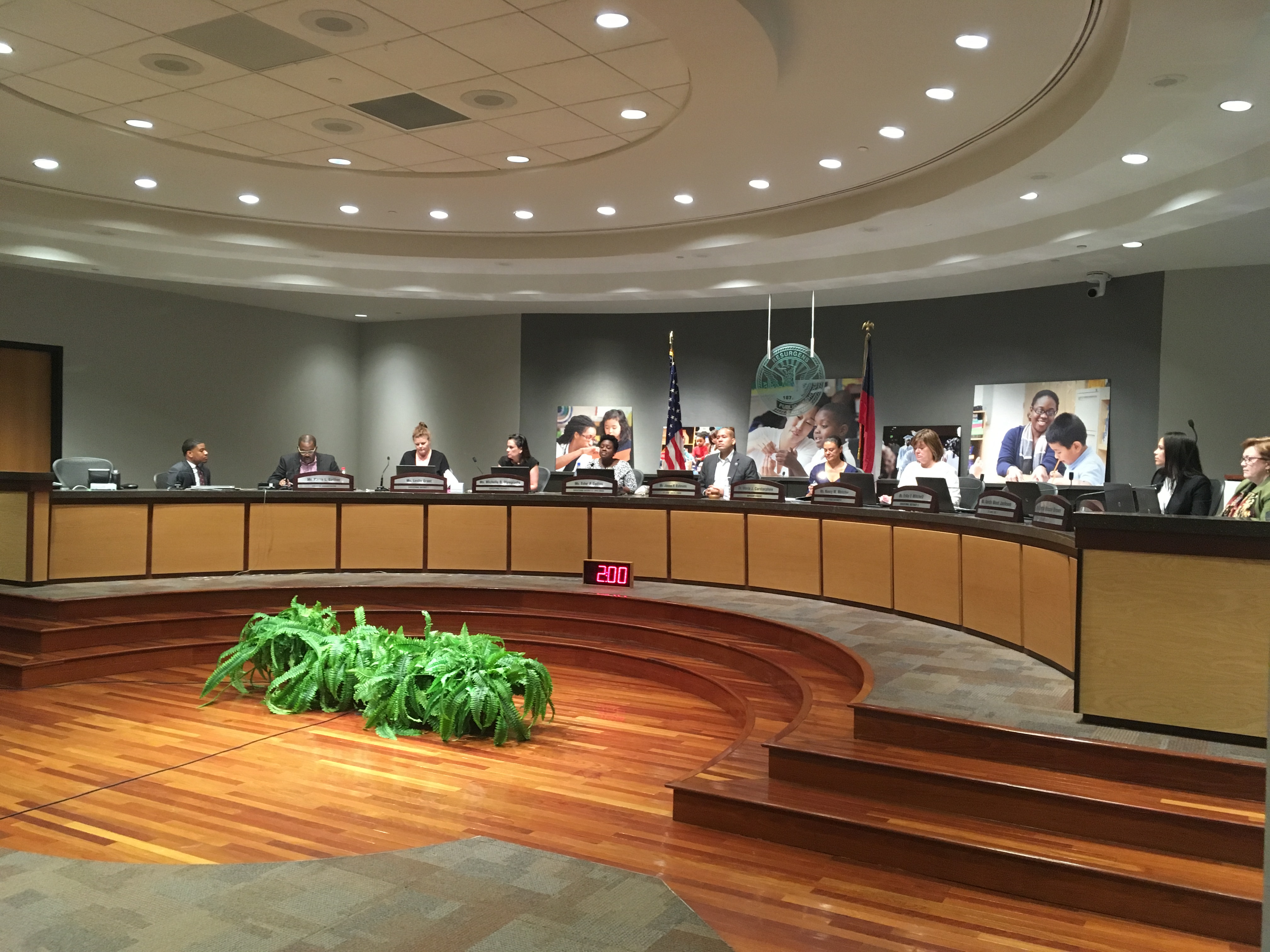 Board members sitting at meeting table at Atlanta Public Schools Board of Education meeting on Monday. Credit: Maggie Lee