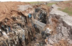 A crack in the slope of the Eagle Point landfill
