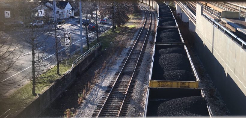 Train cars filled with coal