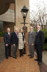Allen AGL light Celebrating relocated gas lamps: (left to right) Hank Linginfelter, executive vice president, utility operations, AGL Resources Inman Allen, son and grandson of Ivan Allen Jr. and Ivan Allen Sr. Suzanne Sitherwood, president, Atlanta Gas Light Sam A. Williams, president, Metro Atlanta Chamber John W. Somerhalder II, chairman, president and CEO, AGL Resources, parent company of Atlanta Gas Light