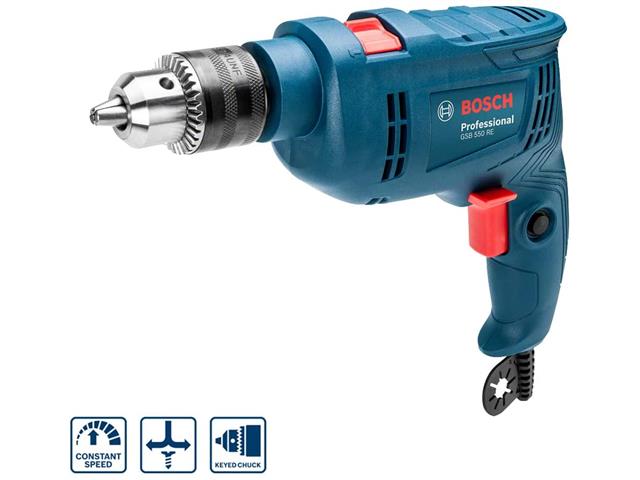 Furadeira de Impacto Bosch GSB 550 com Maleta 550W - 1