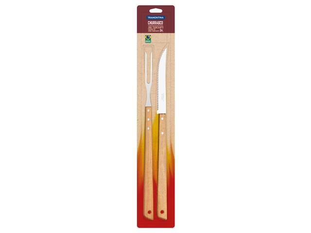Jogo Trinchante Tramontina em Aço Inox e Madeira 2 Peças - 1