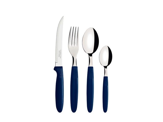 Faqueiro Tramontina Ipanema em Inox e Cabo Azu...