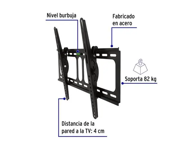 Soporte Truper para Pantallas 26" a 65" Mov Angular 82 Kg color Negro