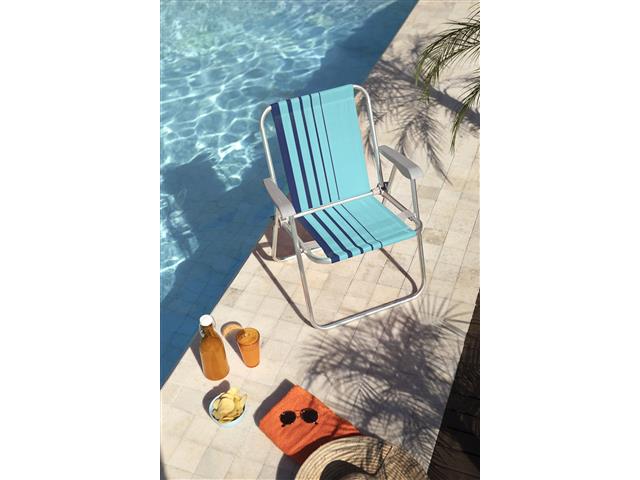 Cadeira de Praia Tramontina Samoa Alta em Alumínio com Assento Azul - 6