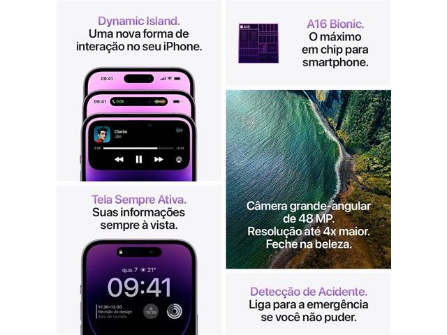 iPhone 14 Pro Max Apple 512GB Roxo-profundo Tela 6.7 5G e Câmera