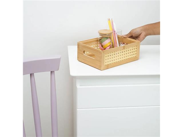 Caixa Organizadora Oikos Empilhável de Bambu e Palhinha 24cm - 1