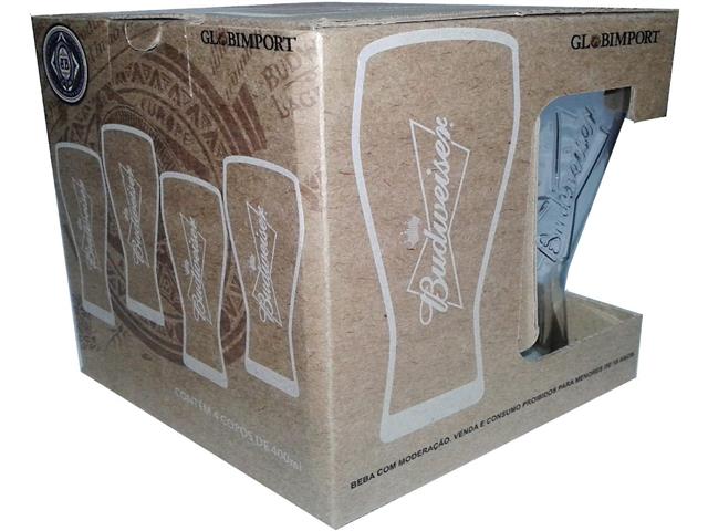 Jogo de Copos para Cerveja Budweiser Transparente 4 Peças - 3