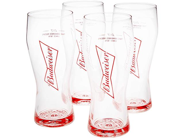 Jogo de Copos para Cerveja Budweiser Transparente 4 Peças - 1