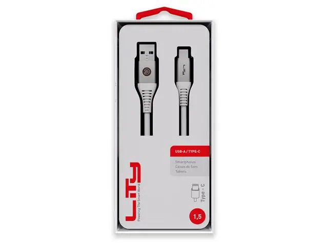 Cabo USB A para USB C Lity 1,5m Branco (CRC-203) - 2