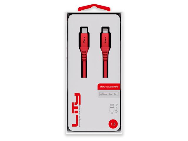 Cabo USB C para Lightning Lity 1,5m Vermelho (CRC-402) - 1