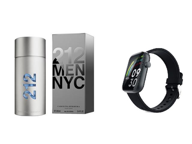 Combo 212 Men Nyc Carolina Herrera Masculino - 200ml e Smartwatch S3