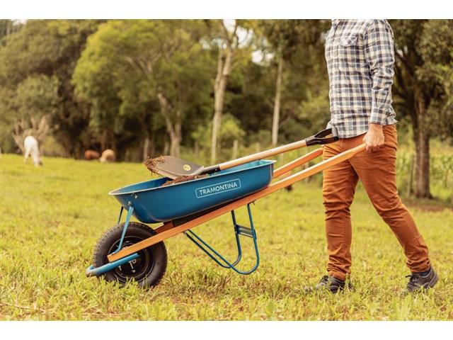 Carrinho de Mão Tramontina com Caçamba Rasa Metálica Azul 50 L - 3