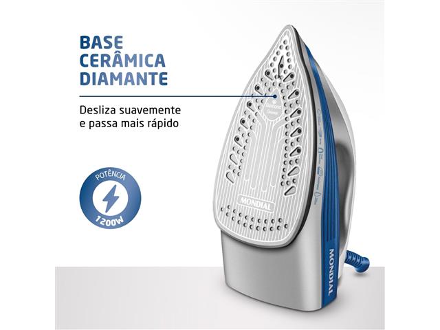 Ferro a Vapor Mondial Branco/Azul 1200W 110V FVN-01-BL - 5