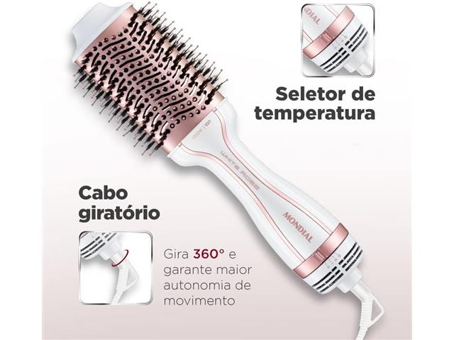 Escova Secadora Mondial Branco/Rose Gold 1200W Bivolt ES-50 - 4