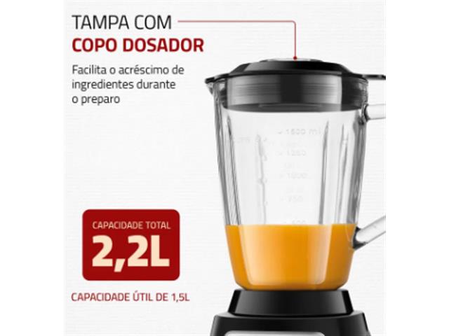 Liquidificador Turbo Glass Mondial Preto 1400W 110V L-1400 GI - 3